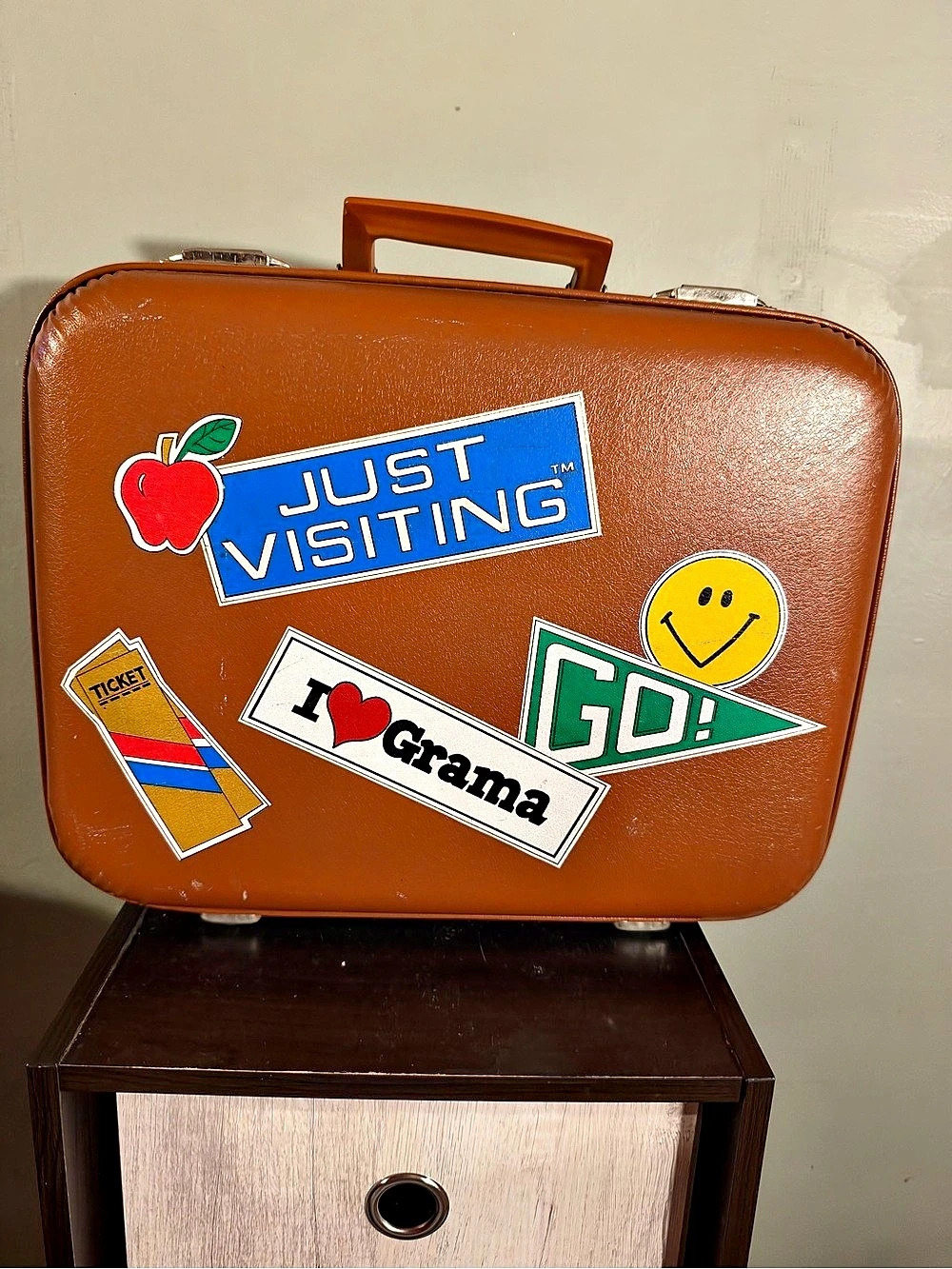 Vintage Style Just Visiting I Love Grama Kids Hard Shell Suitcase